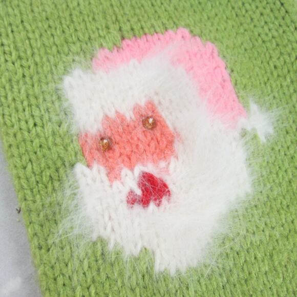 Name Ella Angora Wool Hand Knit Christmas Stocking Santa Candy Canes Vintage - Picture 7 of 7